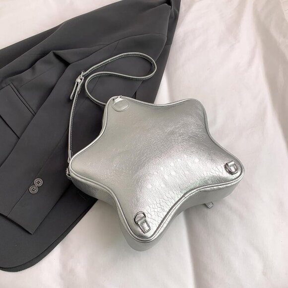 Gothic Star Shaped Backpack Purse PU Leather Crossbody Y2K Retro Accessory - Picture 9 of 9